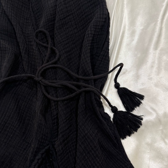 By Anthropologie Molly Braided Cover Up Romper Cotton Gauzy Black Small Beach - Picture 10 of 16